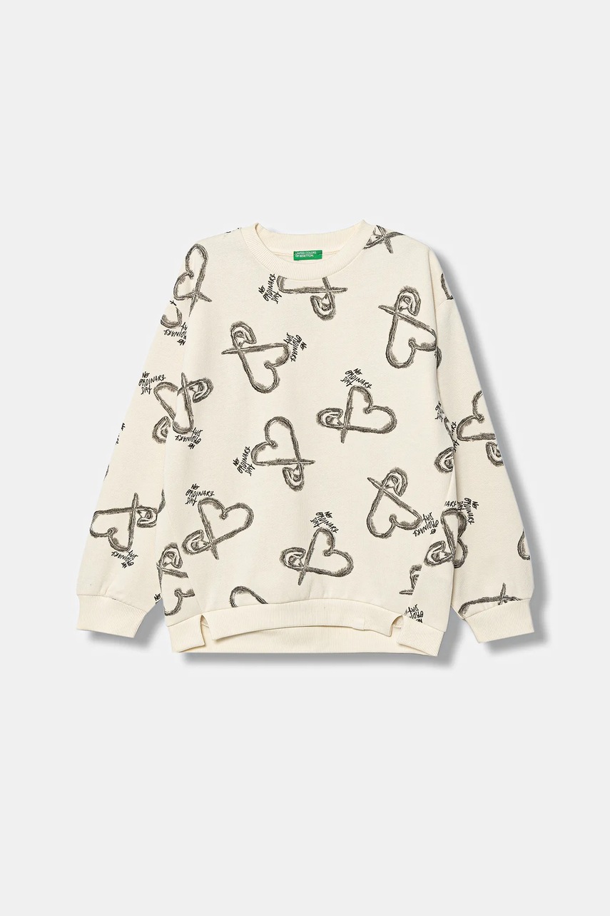 United Colors of Benetton bluză copii culoarea bej, cu imprimeu, 3QHCC10RS