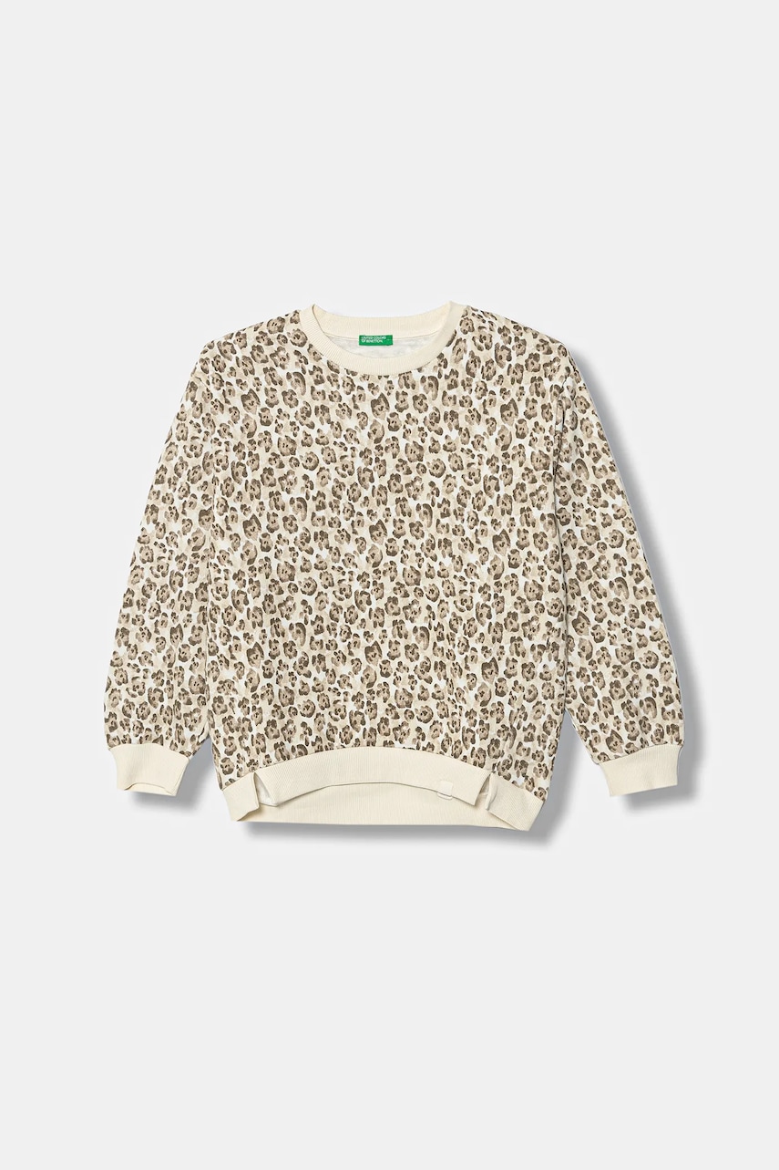 United Colors of Benetton bluză copii culoarea bej, cu imprimeu, 3QHCC10RS