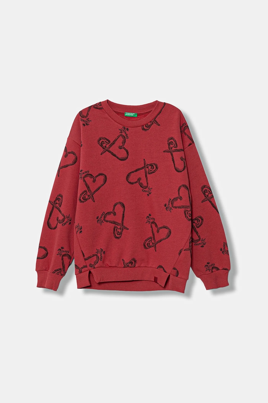 United Colors of Benetton bluză copii culoarea bordo, cu imprimeu, 3QHCC10RS
