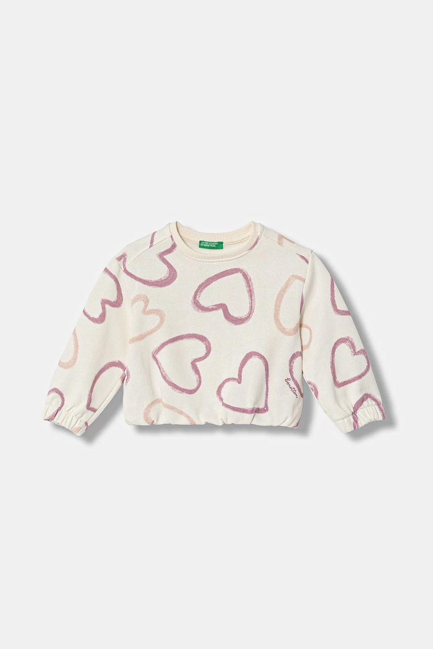 United Colors of Benetton bluză bebe culoarea bej, cu imprimeu, 3TIKG10LE