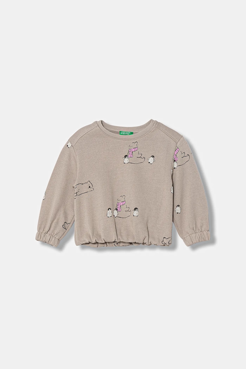 United Colors of Benetton bluză bebe culoarea maro, cu imprimeu, 3TIKG10LE