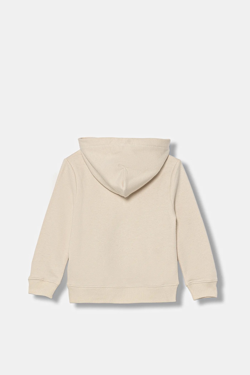 Детская хлопковая кофта Calvin Klein Jeans цвет бежевый с капюшоном с принтом IU0IU00266 Детская хлопковая кофта Calvin Klein Jeans цвет бежевый с капюшоном с принтом IU0IU00266
