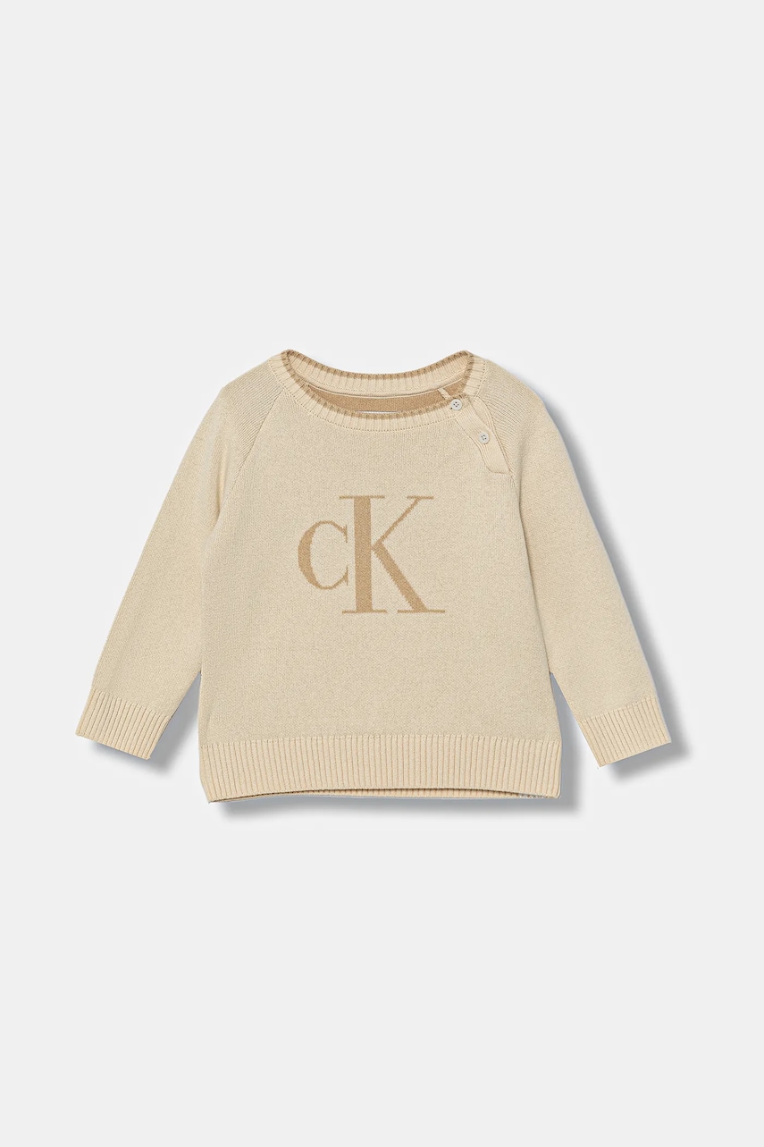 Levně Dětský svetr Calvin Klein Jeans béžová barva, IN0IN00205