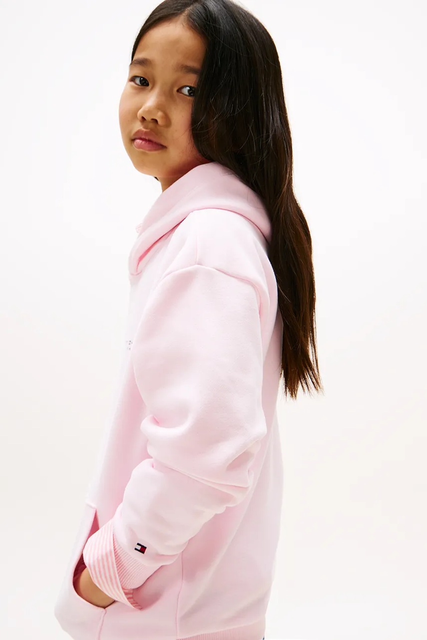Детская кофта Tommy Hilfiger цвет розовый с капюшоном однотонная KS0KS00595 в Луцке Детская кофта Tommy Hilfiger цвет розовый с капюшоном однотонная KS0KS00595 в Луцке