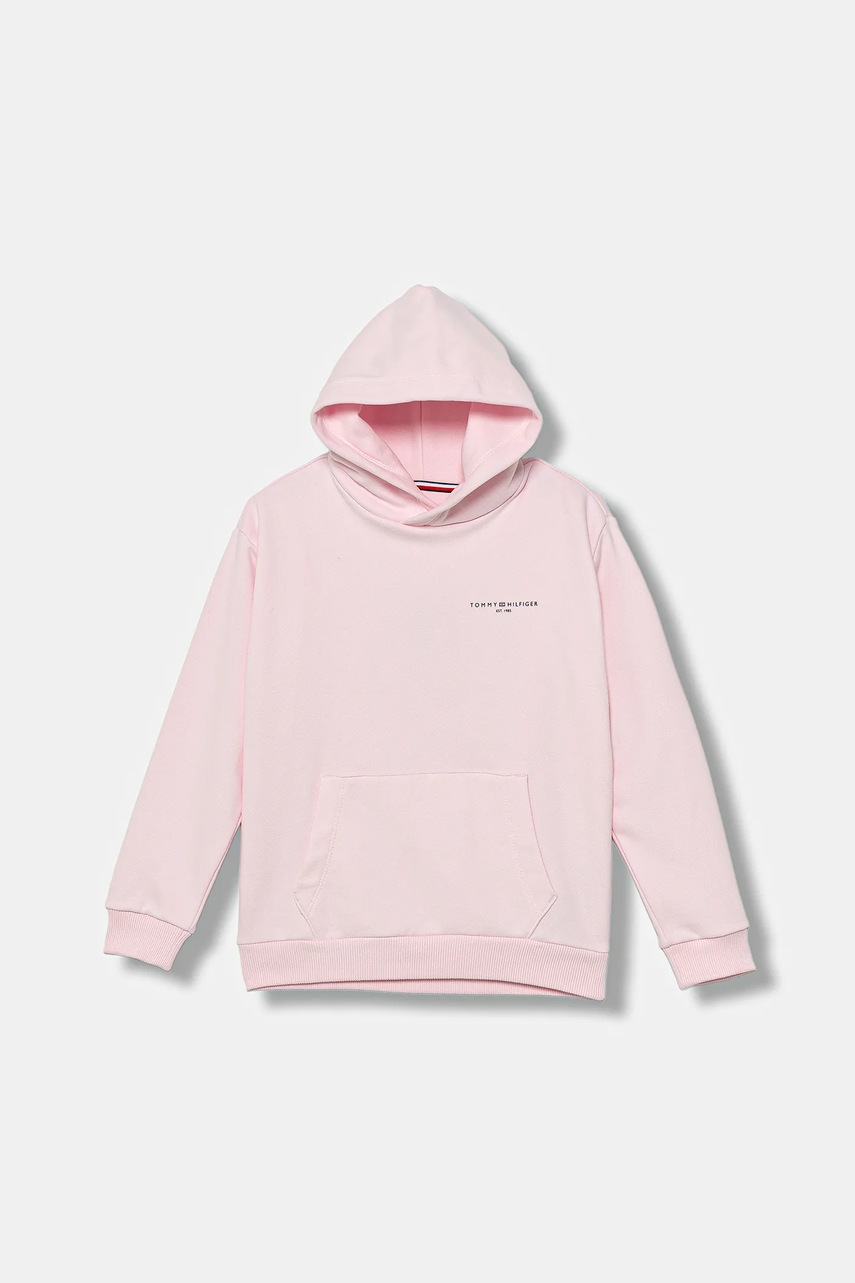 Детская кофта Tommy Hilfiger цвет розовый с капюшоном однотонная KS0KS00595