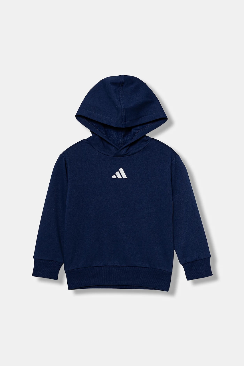 adidas bluză copii culoarea bleumarin, cu glugă, cu imprimeu, JM0875