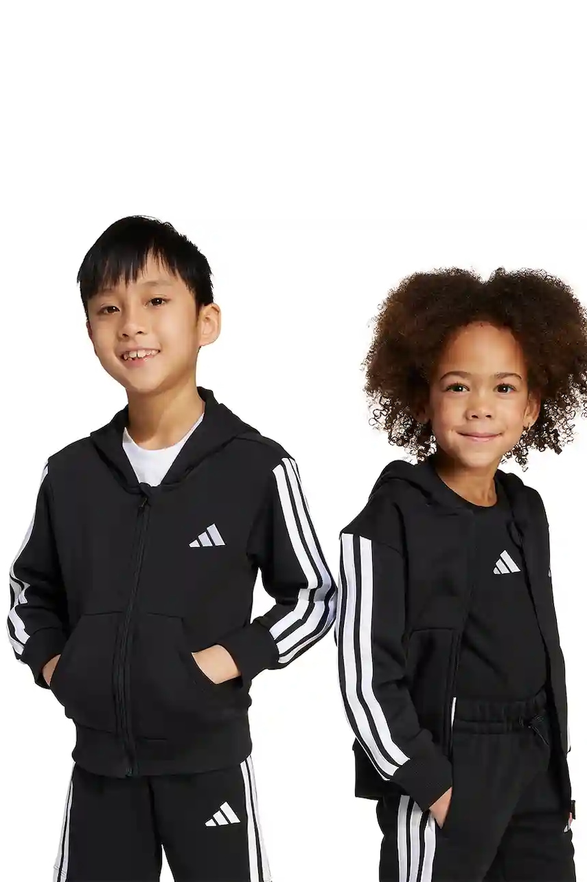 adidas bluză copii culoarea negru, cu glugă, cu imprimeu, JM0894