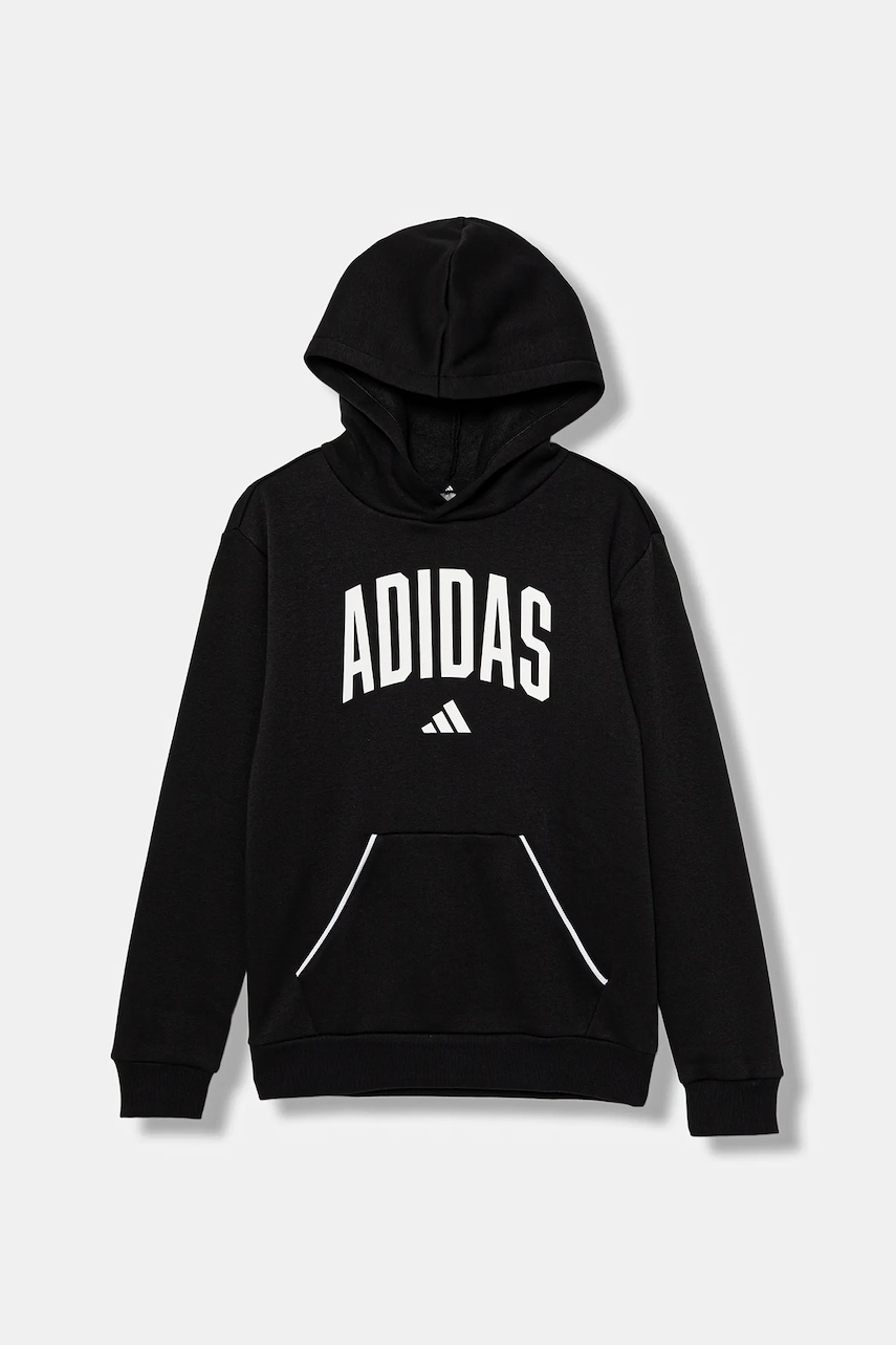 adidas bluză copii culoarea negru, cu glugă, cu imprimeu, JM1536