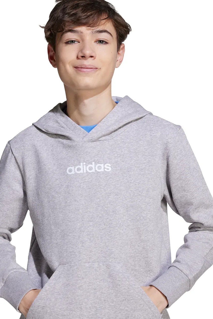 Детская кофта adidas цвет серый с капюшоном с принтом JN2432