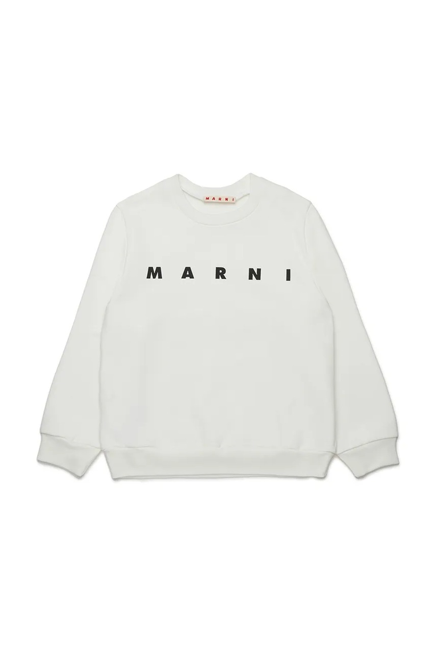 Marni hanorac de bumbac pentru copii MS340U SWEAT-SHIRT culoarea bej, cu imprimeu, M01612