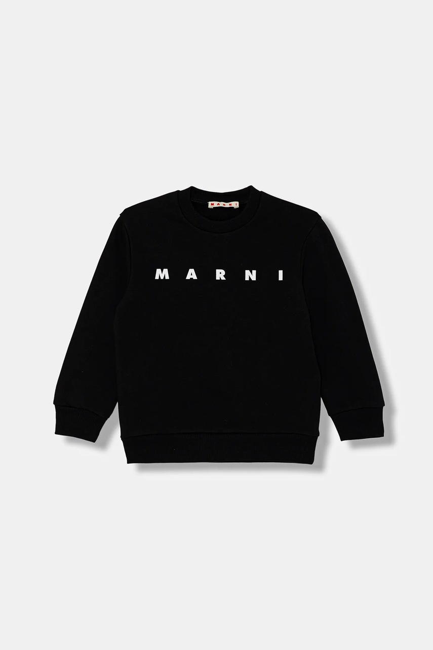 Marni hanorac de bumbac pentru copii MS340U SWEAT-SHIRT culoarea negru, cu imprimeu, M01612