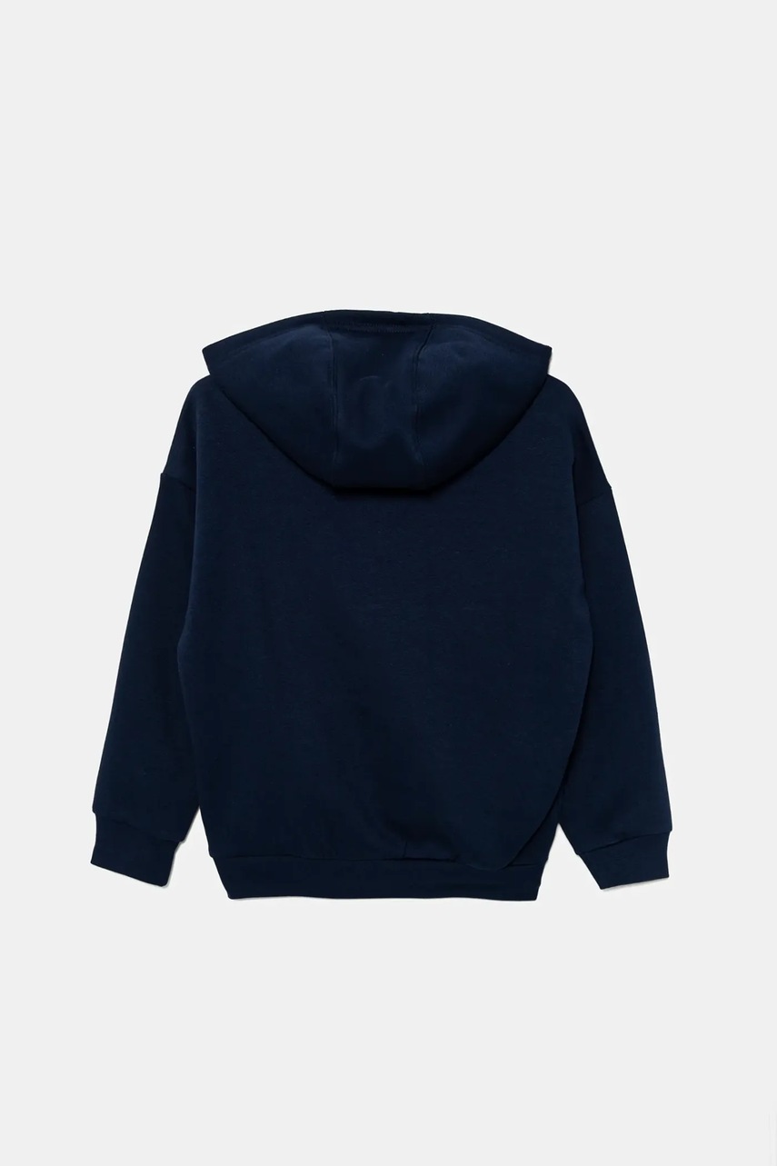 Детская кофта adidas Originals цвет синий с капюшоном с аппликацией JV8651