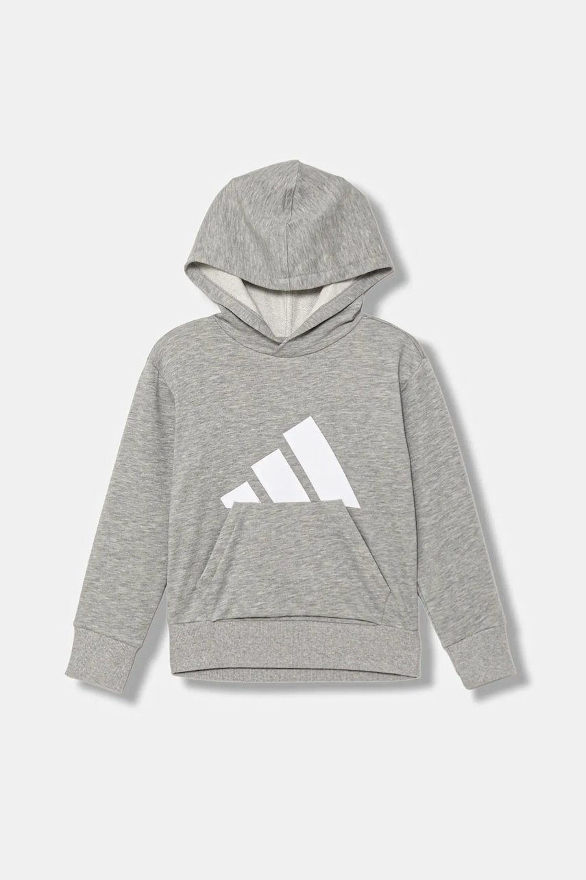 adidas bluză copii culoarea gri, cu glugă, cu imprimeu, JV9900