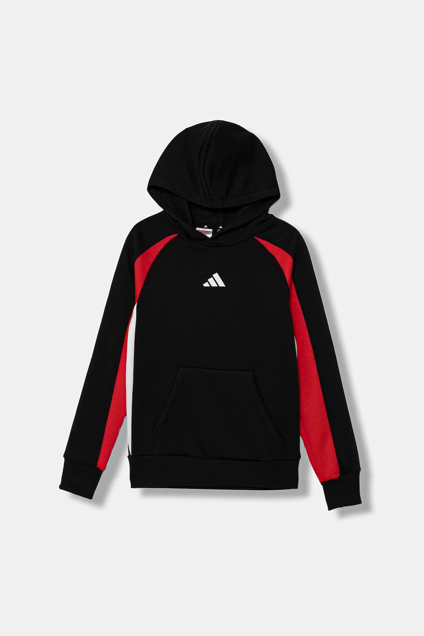 adidas bluză copii culoarea negru, cu glugă, cu imprimeu, JW2491