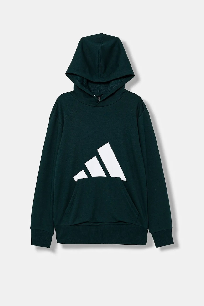 adidas bluză copii culoarea verde, cu glugă, cu imprimeu, JW3461