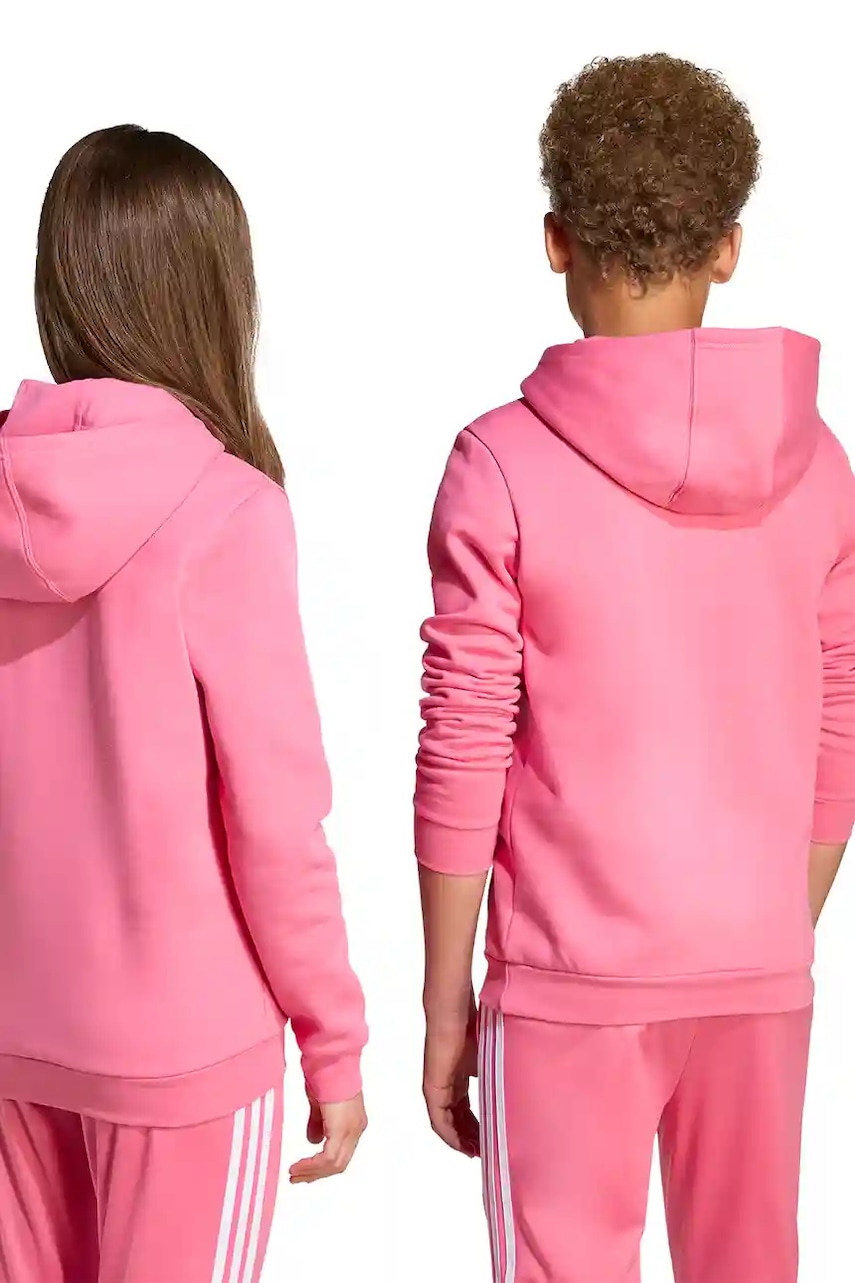 Детская кофта adidas Originals цвет розовый с капюшоном с аппликацией JX2740 Детская кофта adidas Originals цвет розовый с капюшоном с аппликацией JX2740
