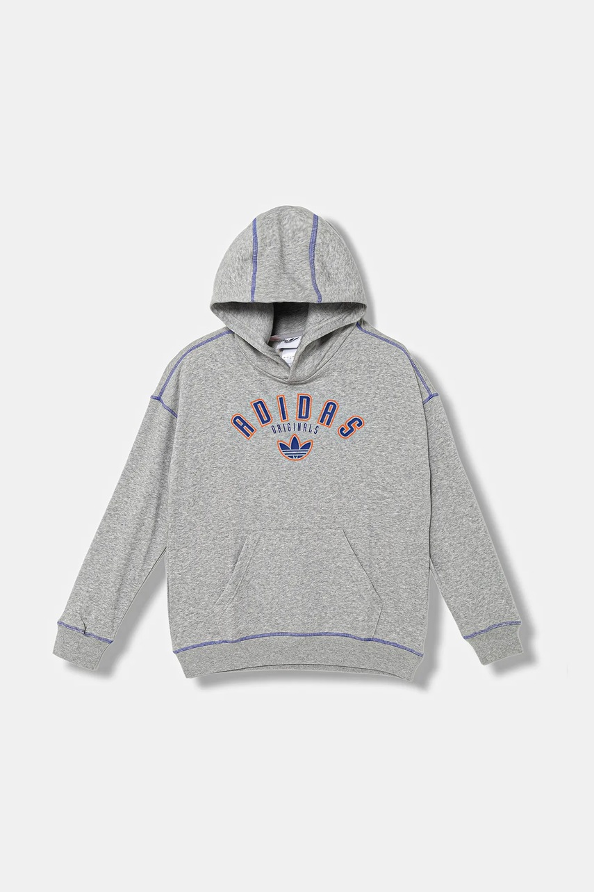 Детская кофта adidas Originals цвет серый с капюшоном с аппликацией JX5266