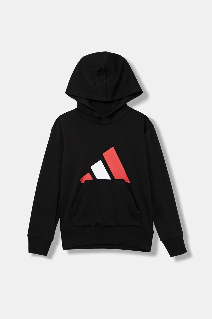 adidas bluză copii culoarea negru, cu glugă, cu imprimeu, JY0301