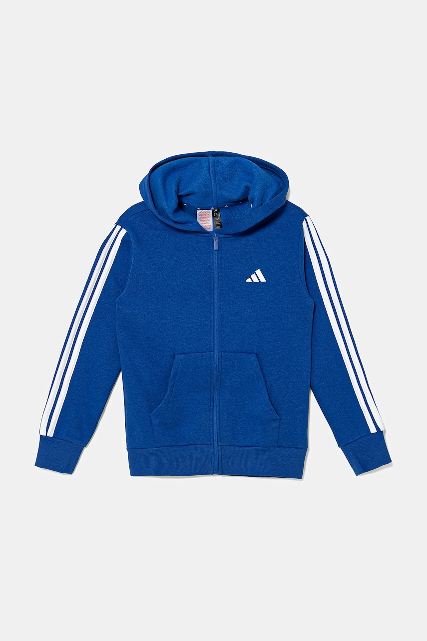 Levně Dětská mikina adidas modrá barva, s kapucí, vzorovaná, JY4977