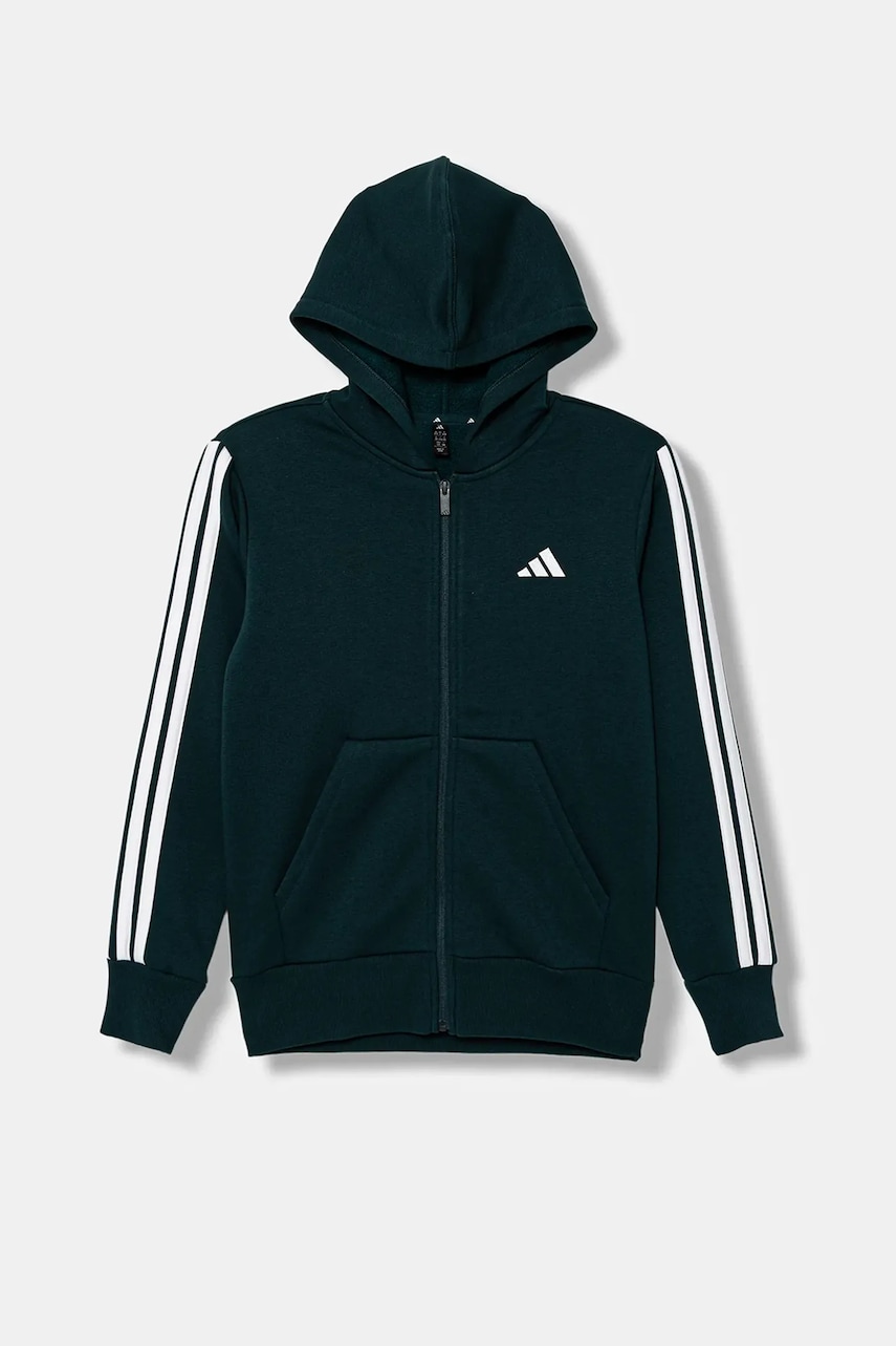 adidas bluză copii culoarea verde, cu glugă, uni, JY4978