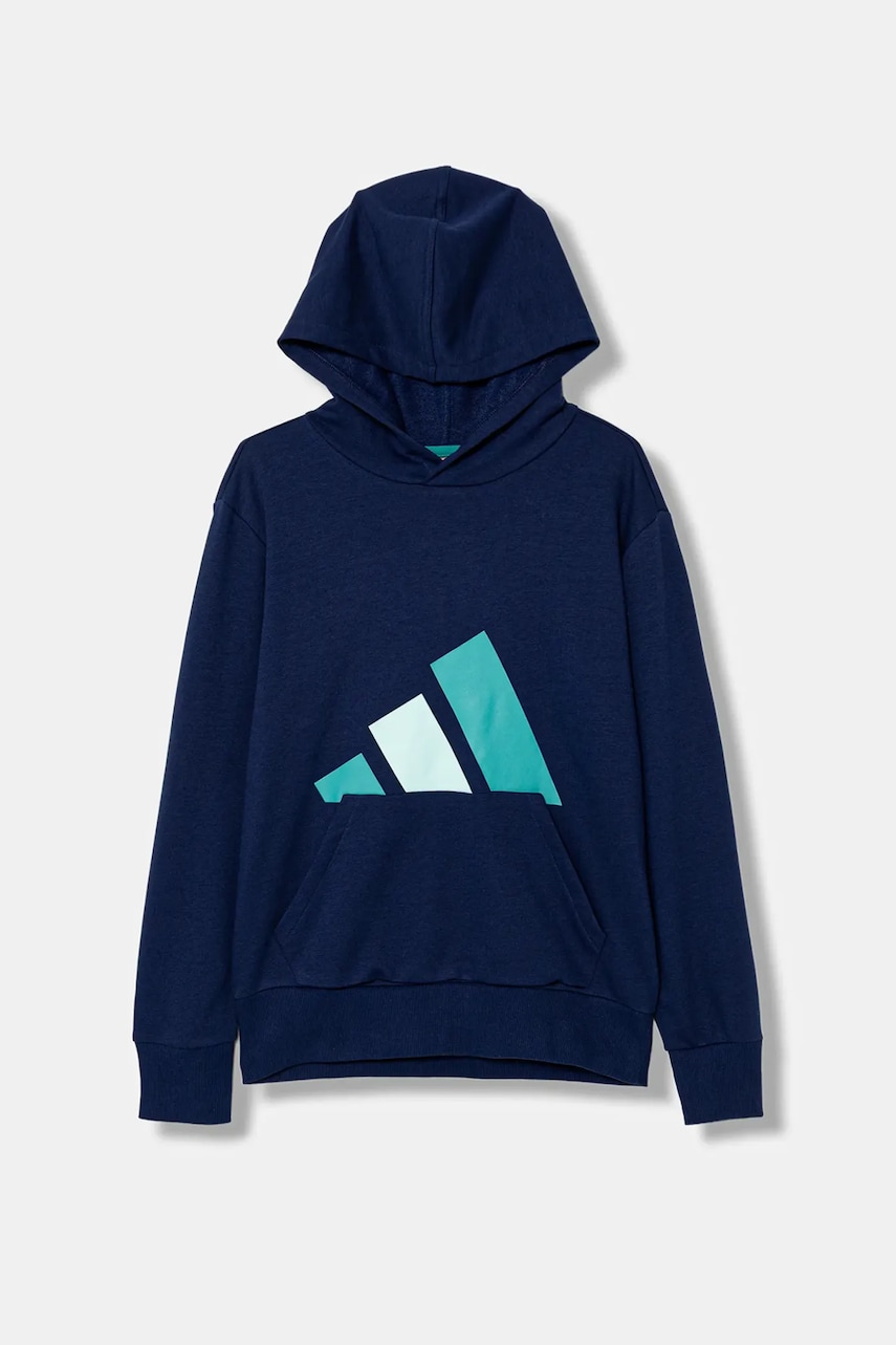 adidas bluză copii culoarea bleumarin, cu glugă, cu imprimeu, KB7312