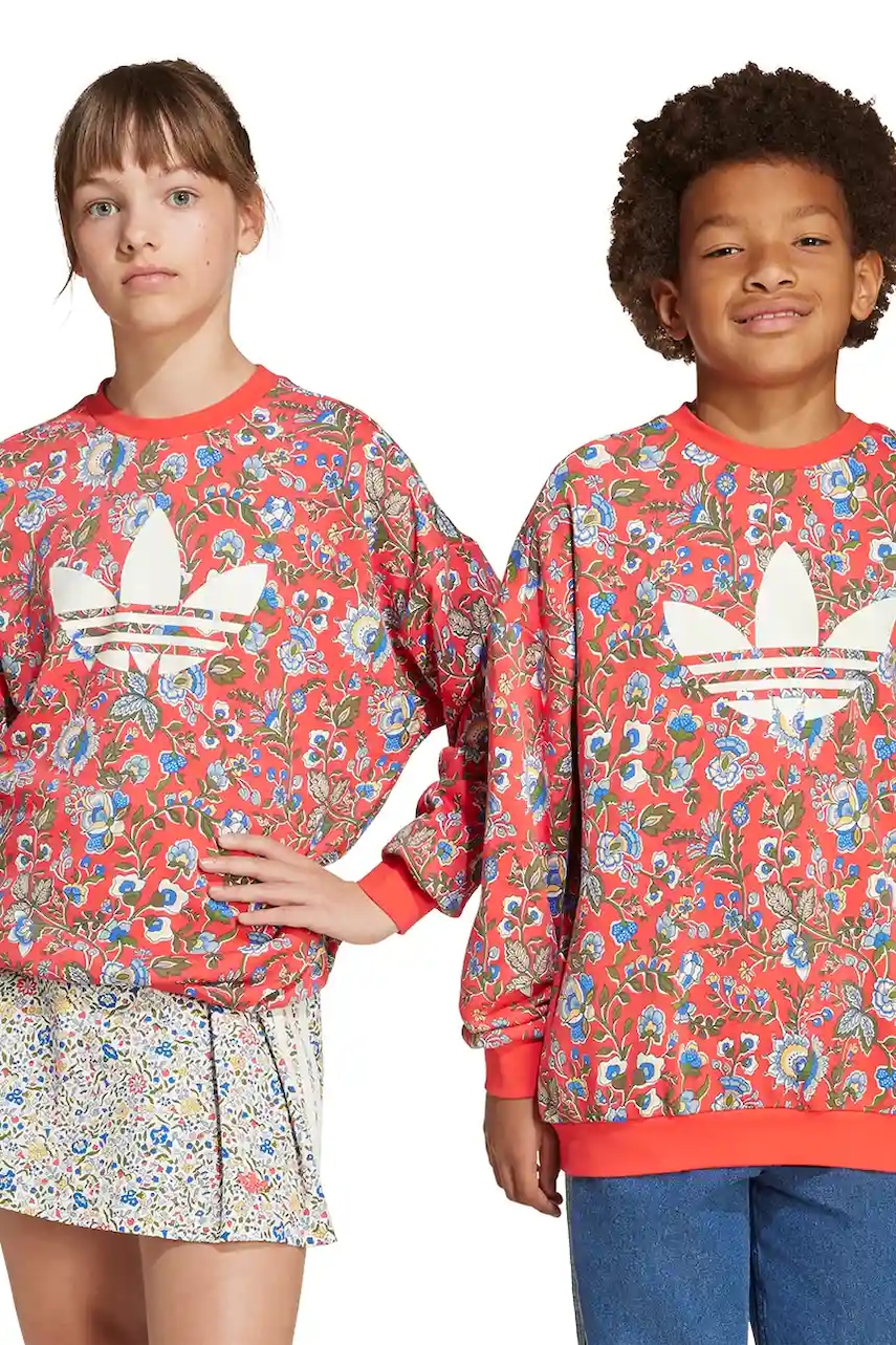 adidas Originals bluză copii culoarea rosu, cu imprimeu, JV7827
