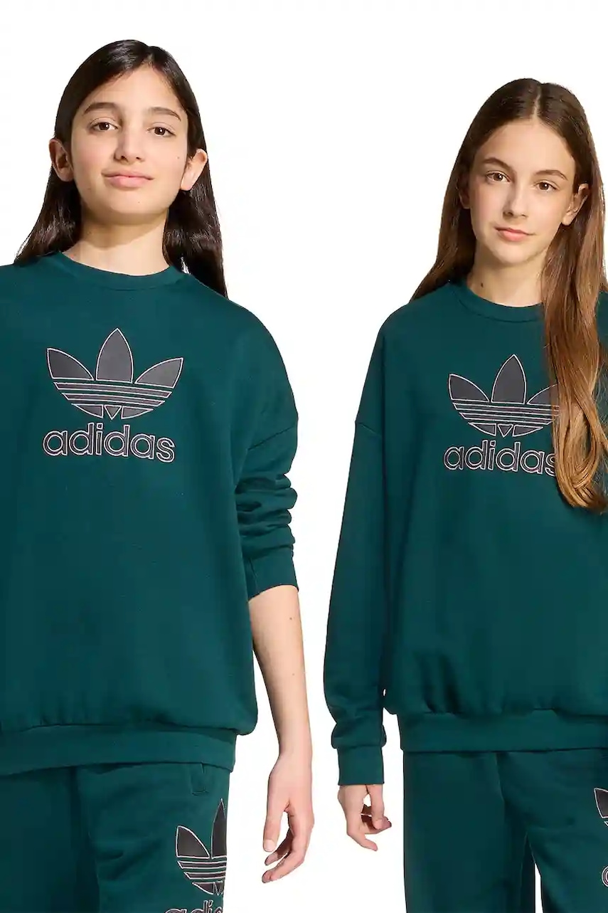 adidas Originals bluză culoarea verde, cu imprimeu, JV8574