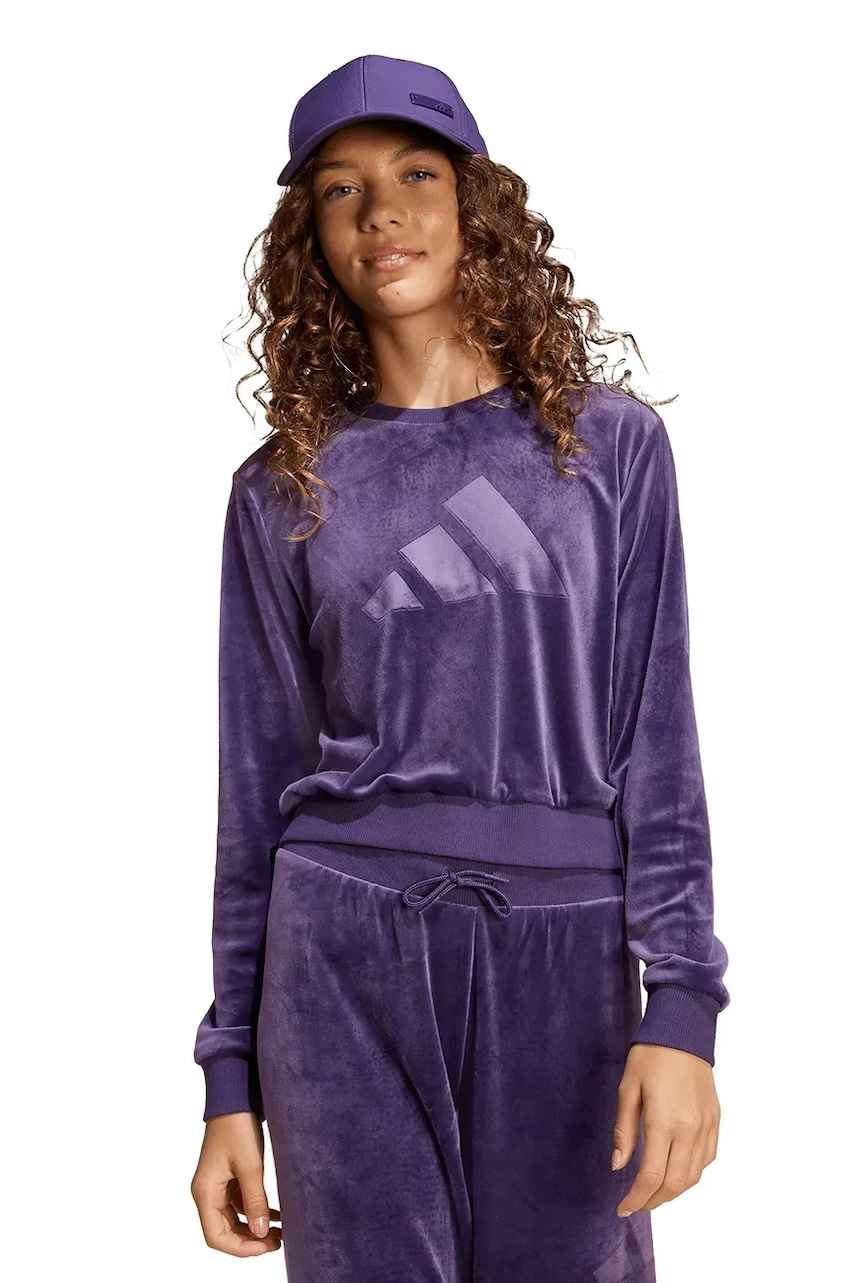 adidas bluză copii culoarea violet, uni, JW2437