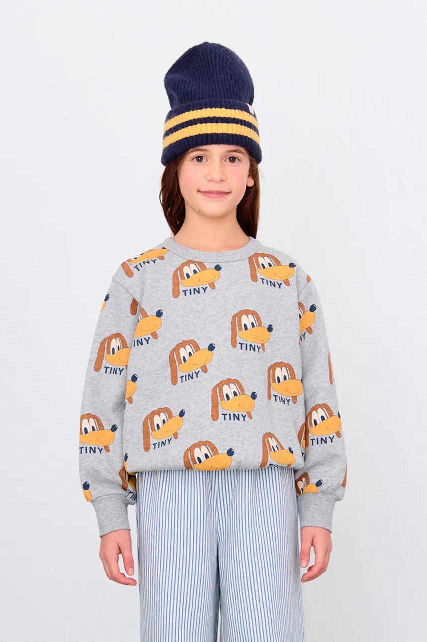 Tinycottons hanorac de bumbac pentru copii DOGS SWEATSHIRT culoarea gri, cu imprimeu, AW25-067