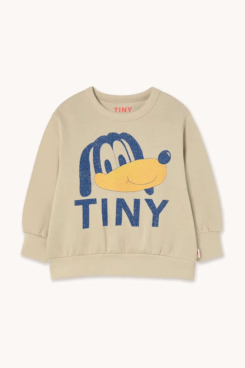 Детская хлопковая кофта Tinycottons TINY DOG GRAPHIC SWEATSHIRT цвет бежевый с принтом AW25-289 Детская хлопковая кофта Tinycottons TINY DOG GRAPHIC SWEATSHIRT цвет бежевый с принтом AW25-289