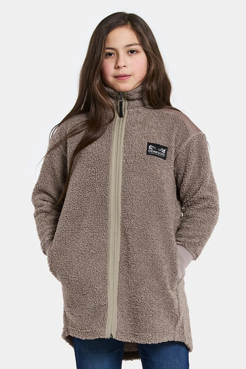 Levně Dětská mikina Didriksons AMPERE KIDS FZ L hnědá barva, 505678