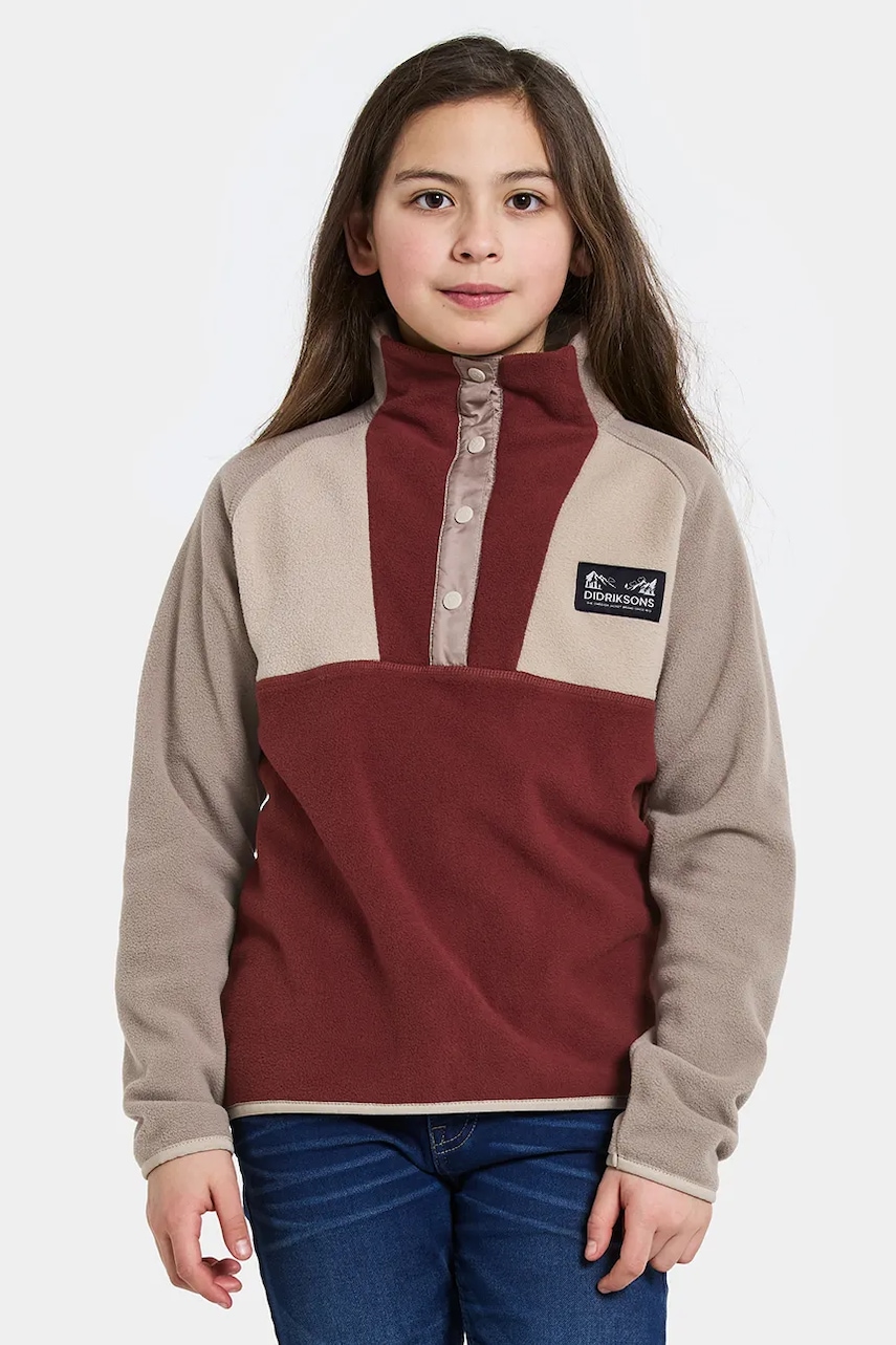Didriksons bluză copii YOKTO K 1/2 BTN 2 culoarea bordo, uni, 505780