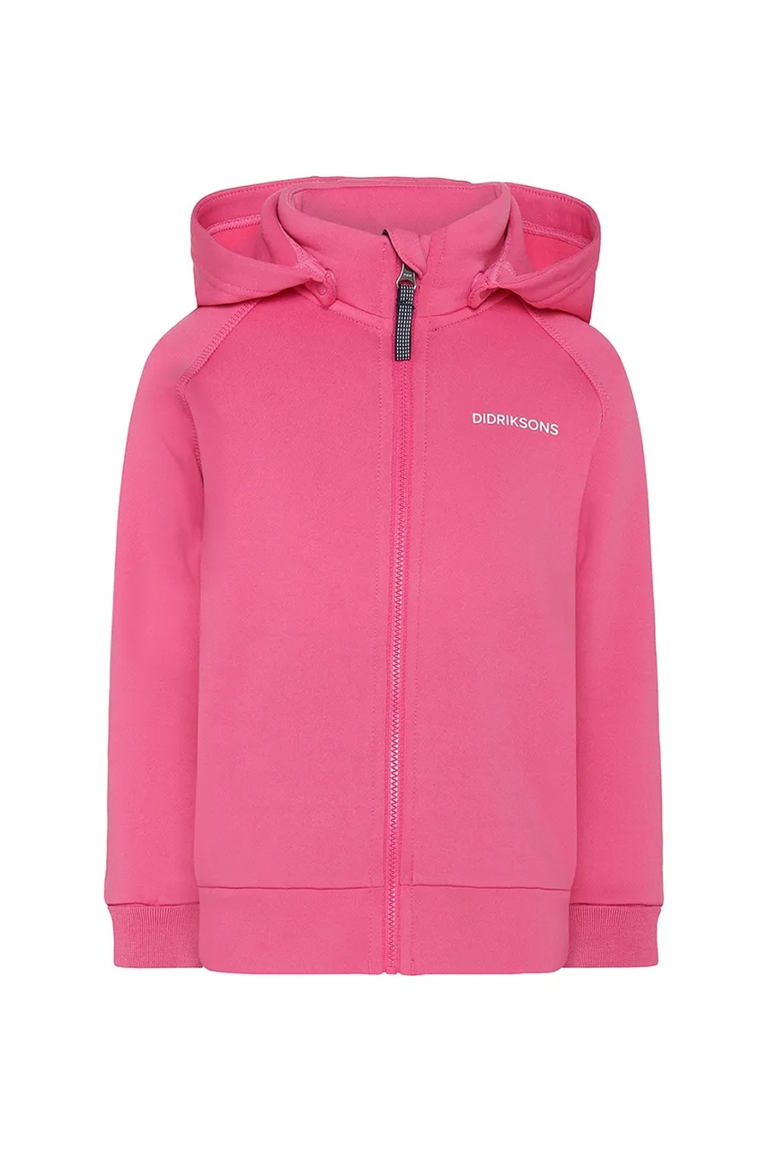 Кофта Didriksons SILJAN KIDS FZ колір рожевий з капюшоном однотонна 505900