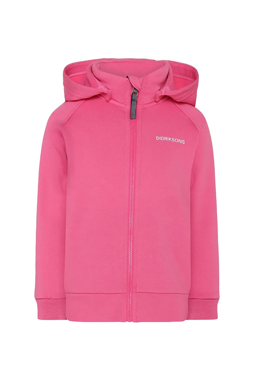 Кофта Didriksons SILJAN KIDS FZ цвет розовый с капюшоном однотонная 505900 Кофта Didriksons SILJAN KIDS FZ цвет розовый с капюшоном однотонная 505900