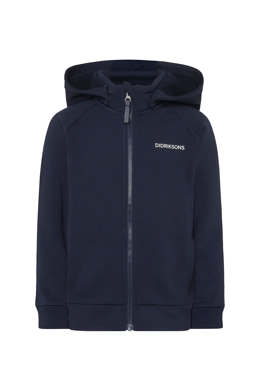 Кофта Didriksons SILJAN KIDS FZ колір синій з капюшоном однотонна 505900