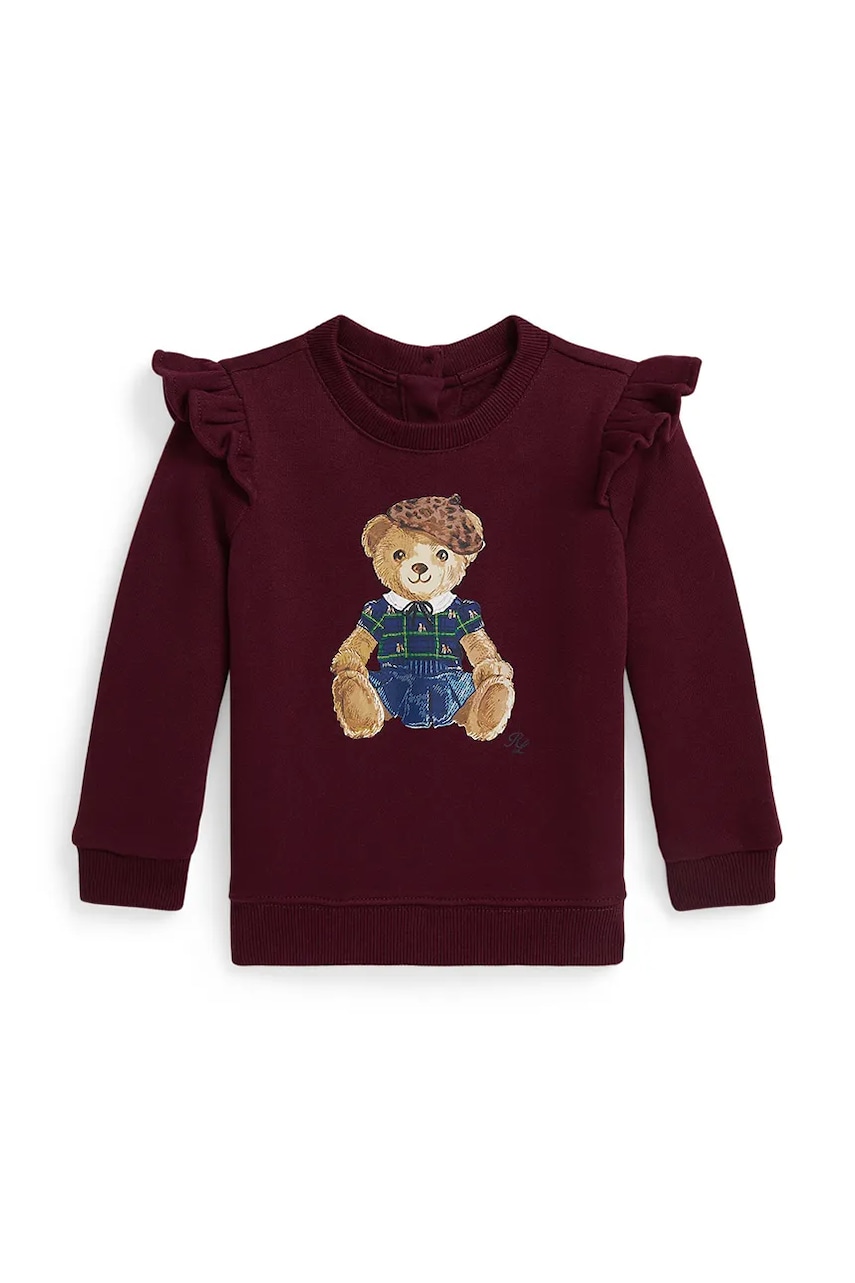 Levně Dětská mikina Polo Ralph Lauren vínová barva, s potiskem, 310982874001