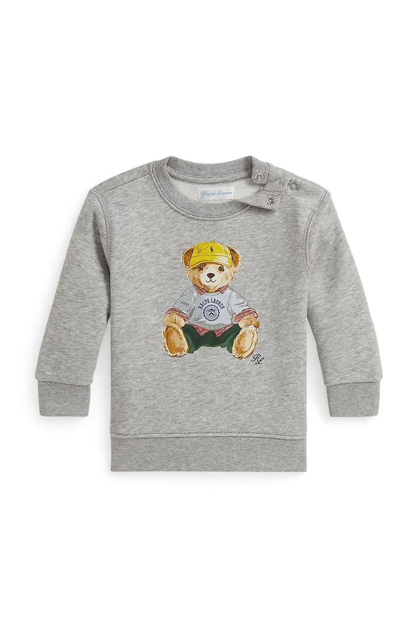 Levně Dětská mikina Polo Ralph Lauren šedá barva, s potiskem, 320P00514001