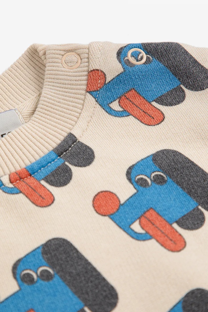 Хлопковая кофта для младенцев Bobo Choses Doggy Mate цвет бежевый узор 225AB052