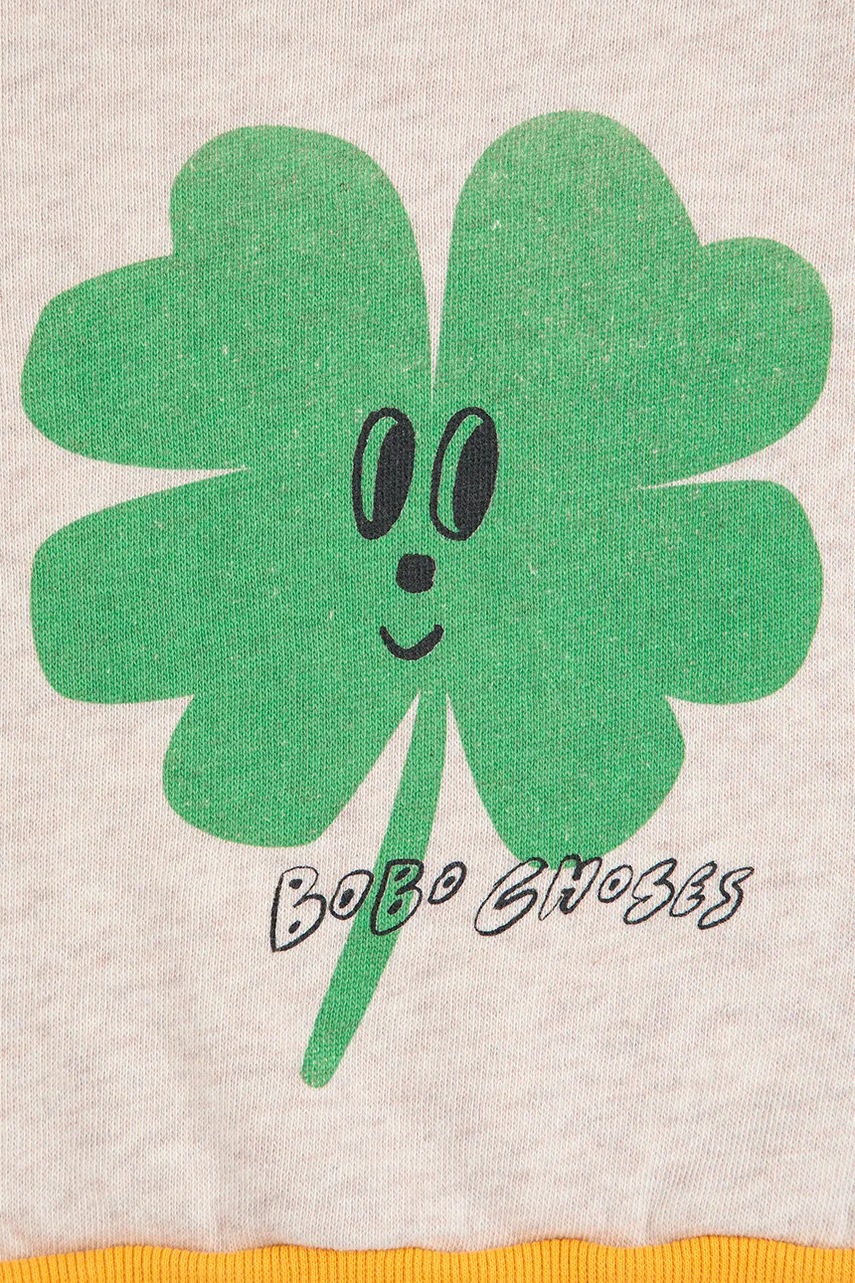 Хлопковая кофта для младенцев Bobo Choses Lucky Clover цвет бежевый с принтом 225AB053