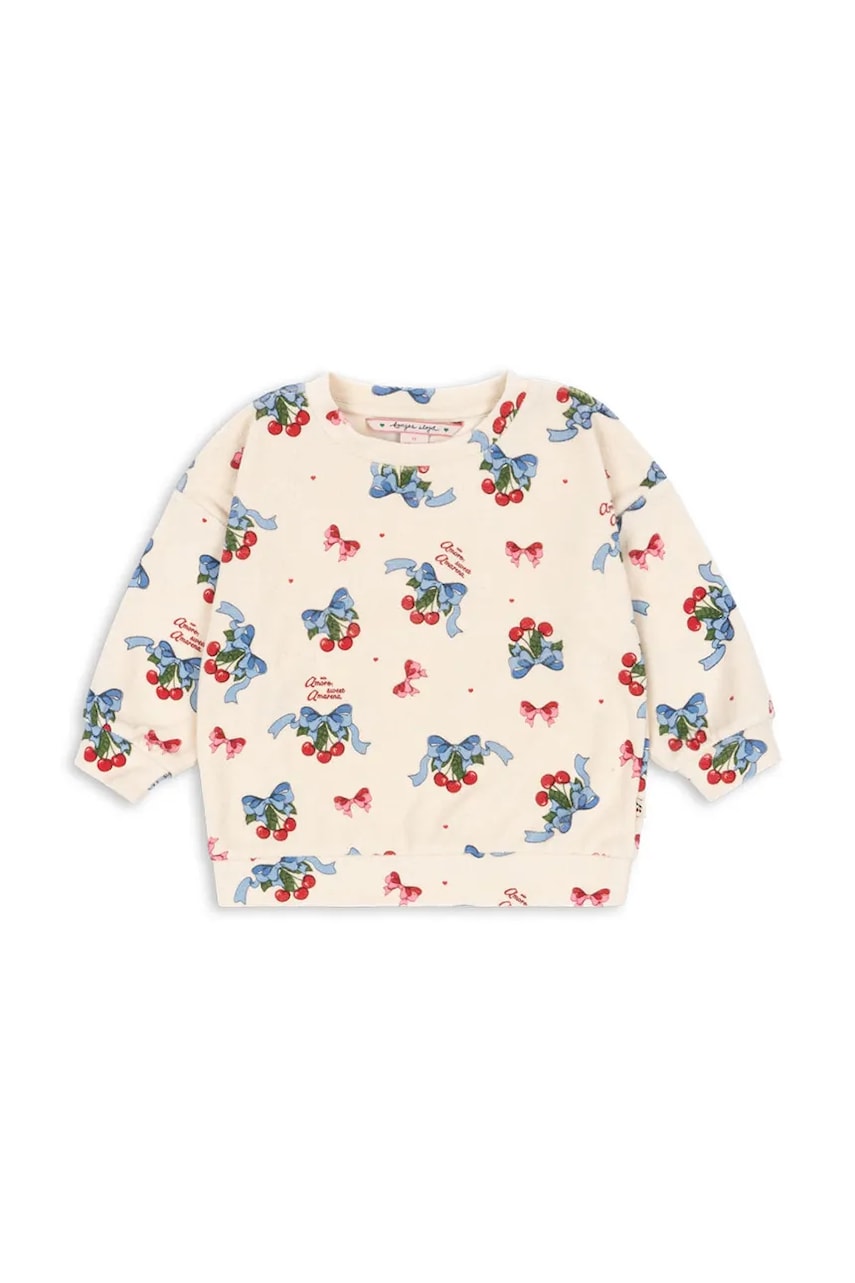 Levně Dětská mikina s bavlnou Konges Sløjd ITTY SWEAT SHIRT GOTS béžová barva, KS103831