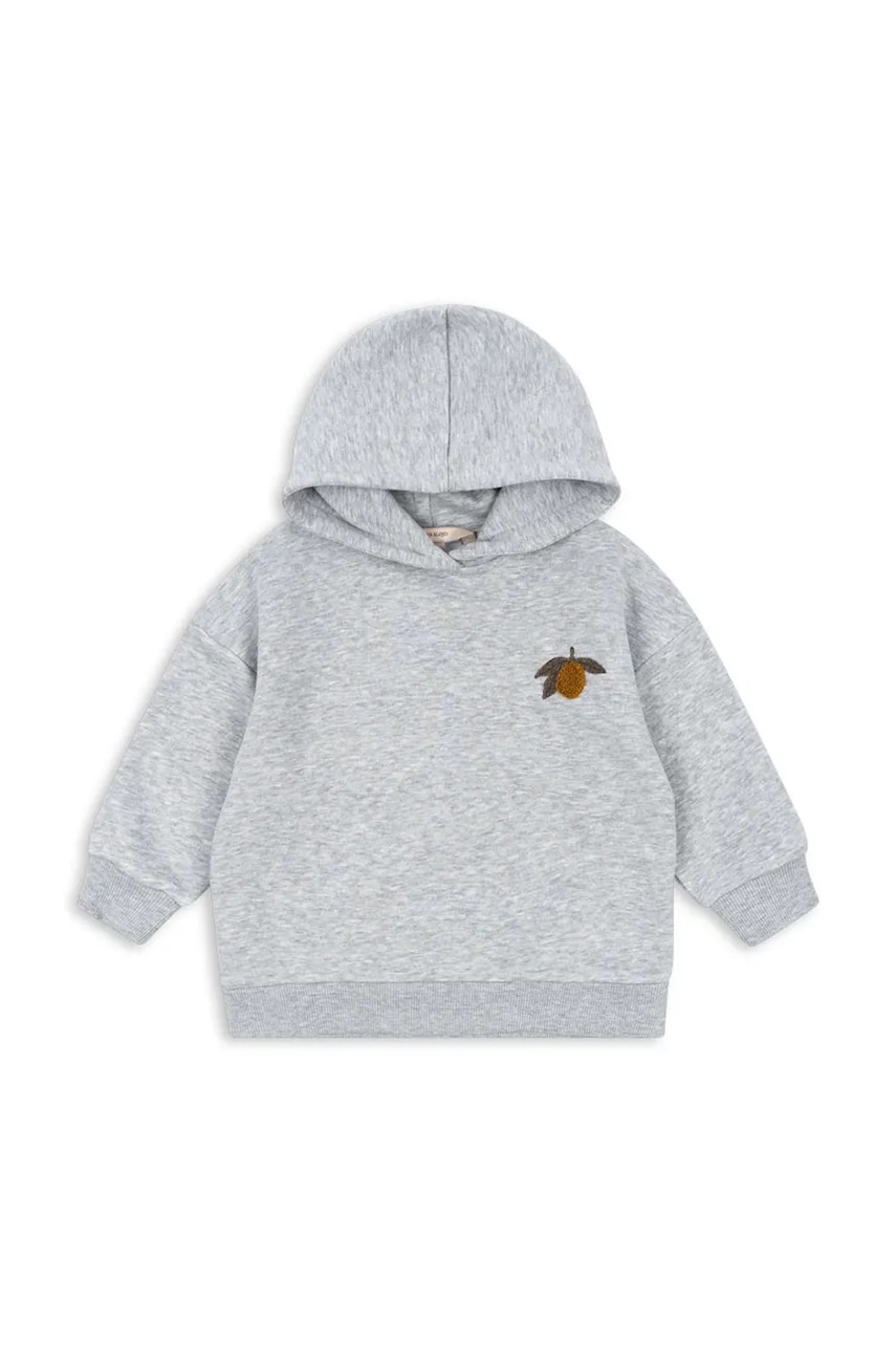 Konges Sløjd bluză copii LOU SWEAT HOOD OCS culoarea gri, cu glugă, cu imprimeu, KS103866