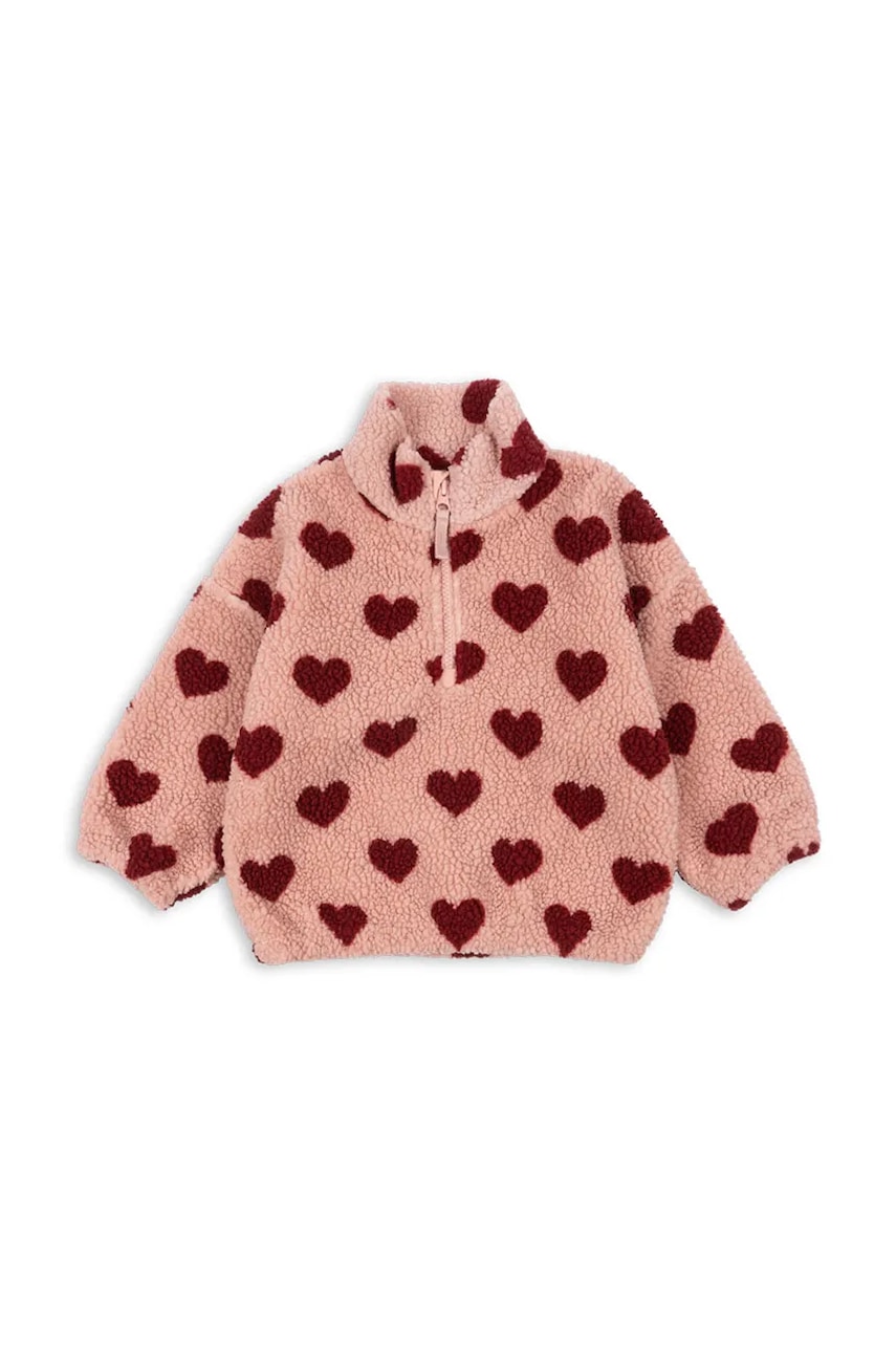 Konges Sløjd bluză copii JODY TEDDY HALF ZIP GRS culoarea roz, cu imprimeu, KS104067