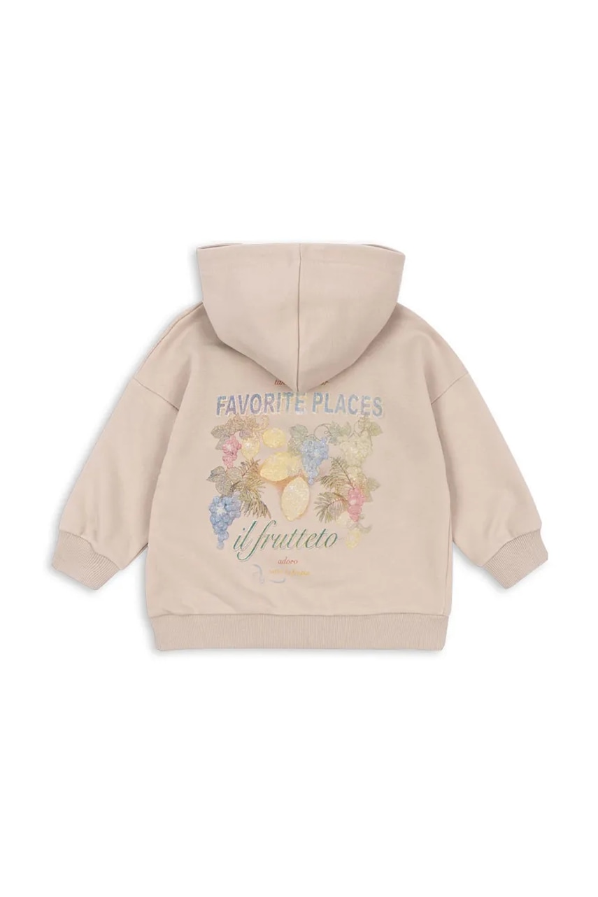 Детская кофта с хлопком Konges Sløjd LOU SWEAT ZIP HOOD OCS цвет бежевый с капюшоном меланж KS103865 Детская кофта с хлопком Konges Sløjd LOU SWEAT ZIP HOOD OCS цвет бежевый с капюшоном меланж KS103865