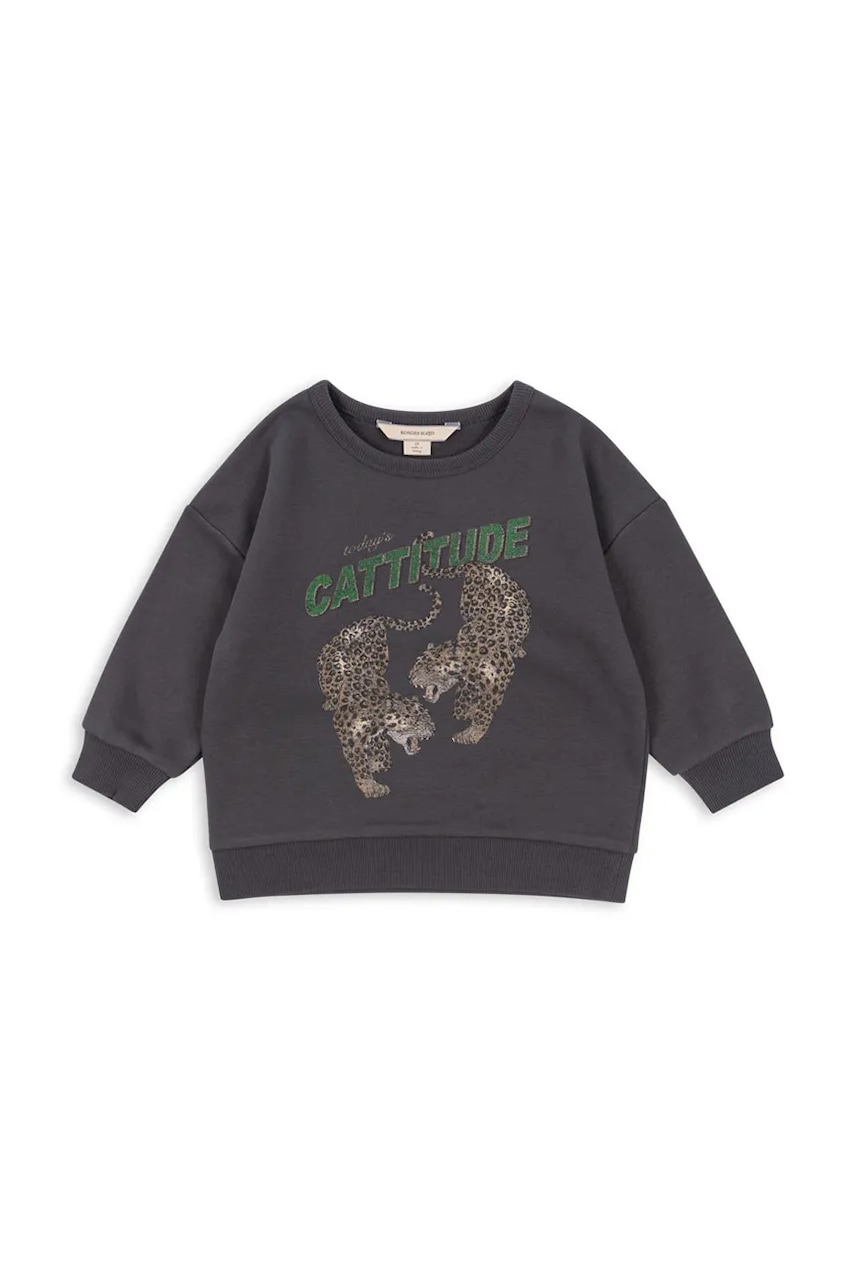 Детская кофта с хлопком Konges Sløjd LOU SWEAT SHIRT OCS цвет серый с принтом KS103868 Детская кофта с хлопком Konges Sløjd LOU SWEAT SHIRT OCS цвет серый с принтом KS103868