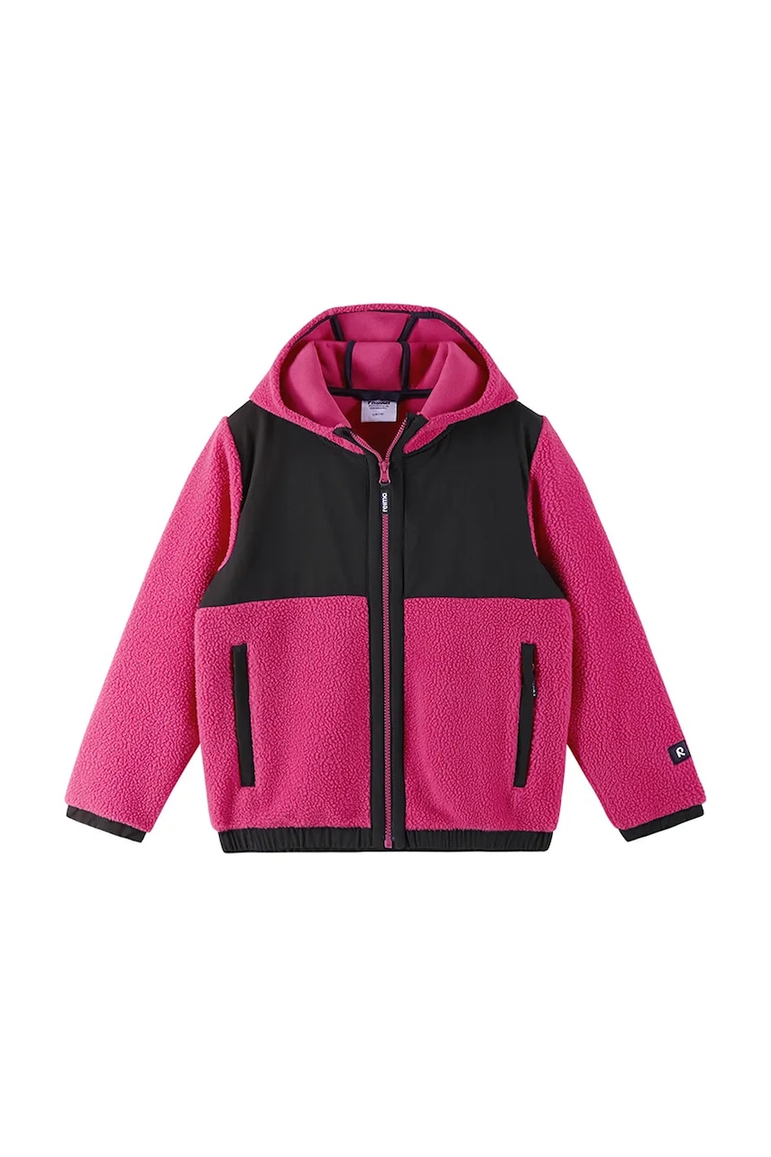 Reima hanorac polar pentru copii Turbo culoarea roz, cu glugă, neted, 5200437A