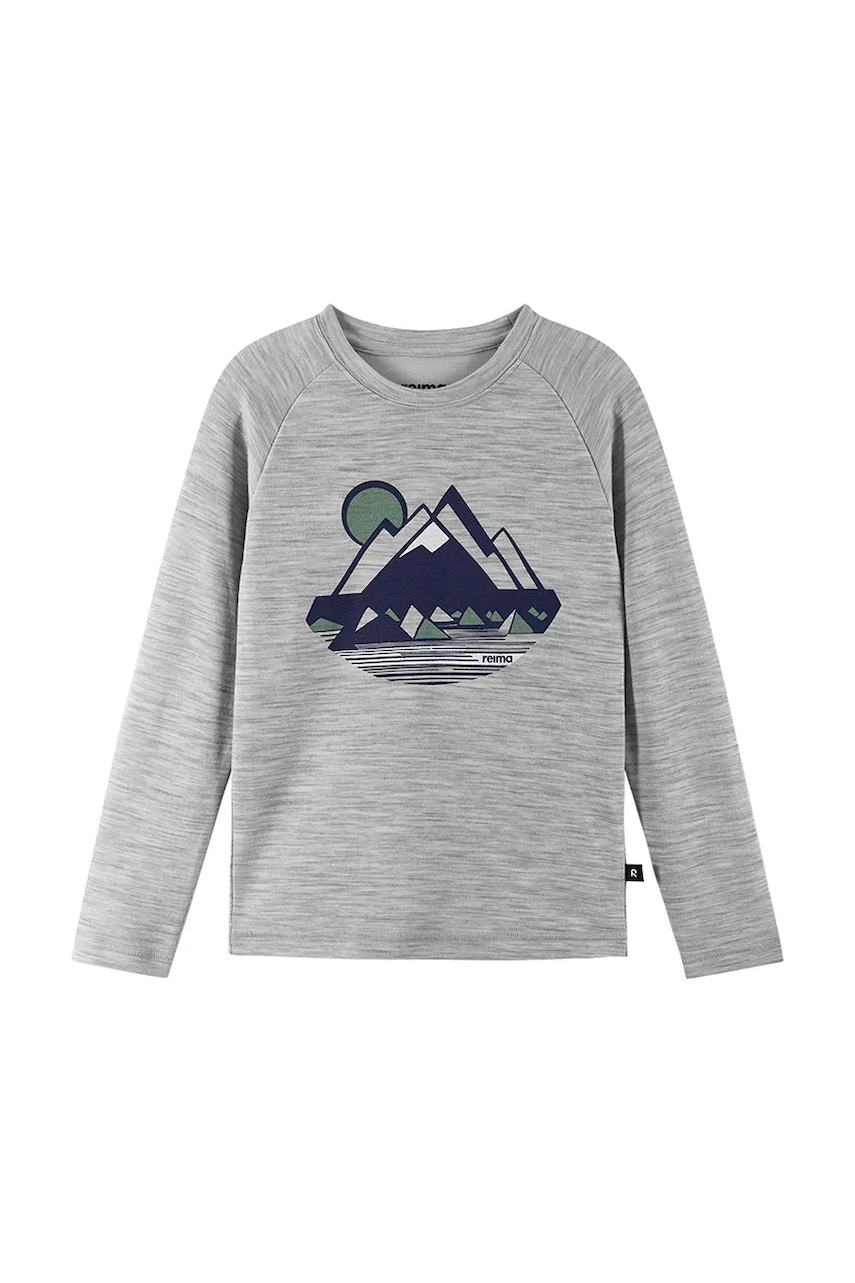 Reima bluză cu mâneci lungi pentru copii Viisas culoarea gri, cu imprimeu, 5200012C