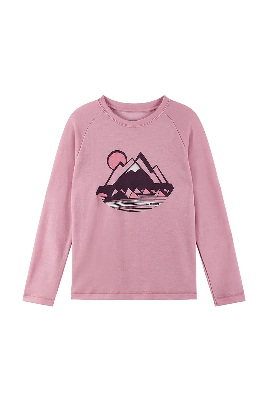 Reima bluză cu mâneci lungi pentru copii Viisas culoarea roz, cu imprimeu, 5200012C