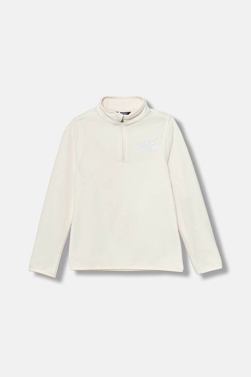 The North Face bluză copii TEEN GLACIER 1/4 ZIP PULLOVER culoarea bej, uni, NF0A8CVGQLI1