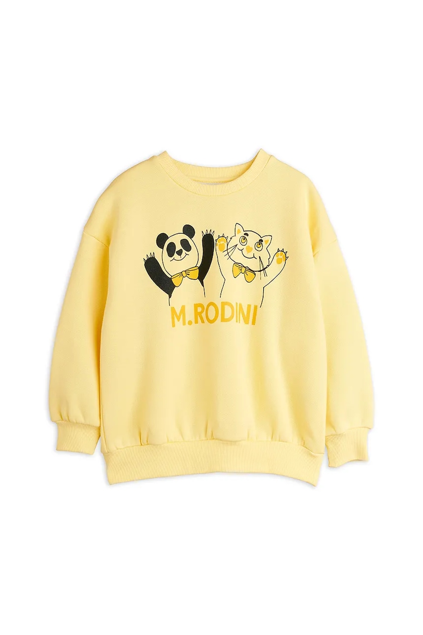 Детская хлопковая кофта Mini Rodini Panda & cat цвет жёлтый с принтом 25720136