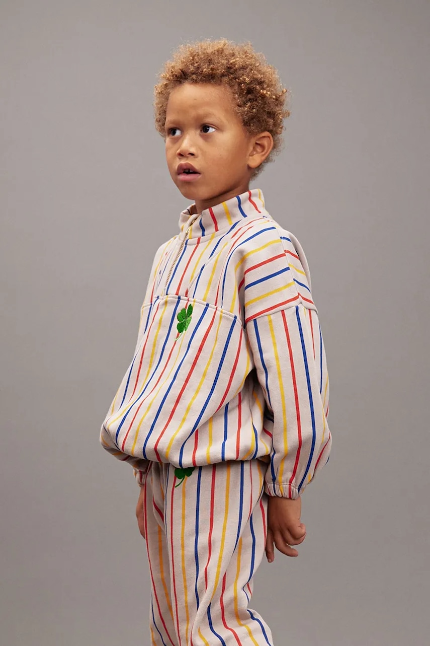 Mini Rodini hanorac de bumbac pentru copii Clover culoarea gri, cu model, 25720144